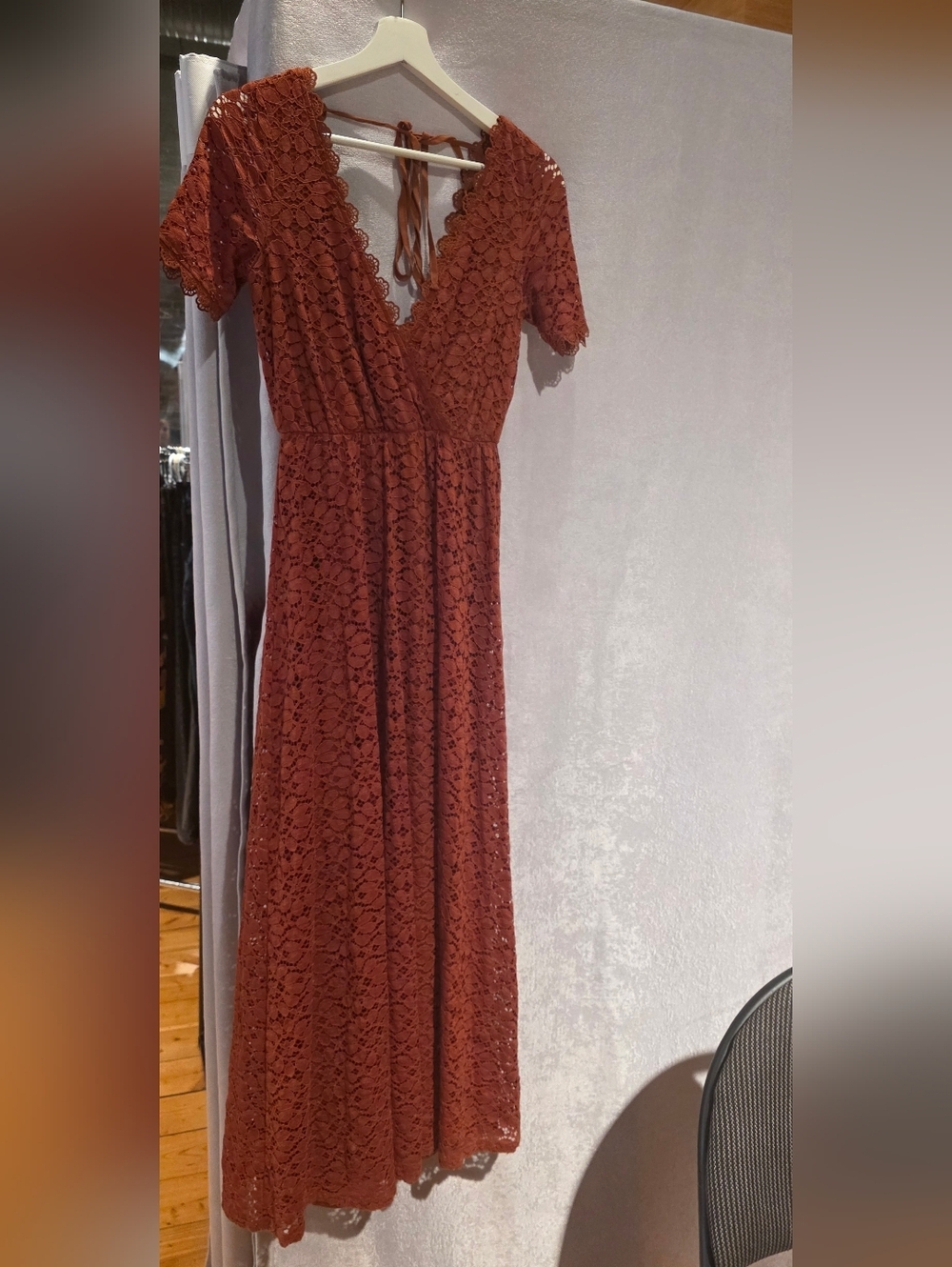 Baltic Born V-Neck Lace Maxi Dress in Rust